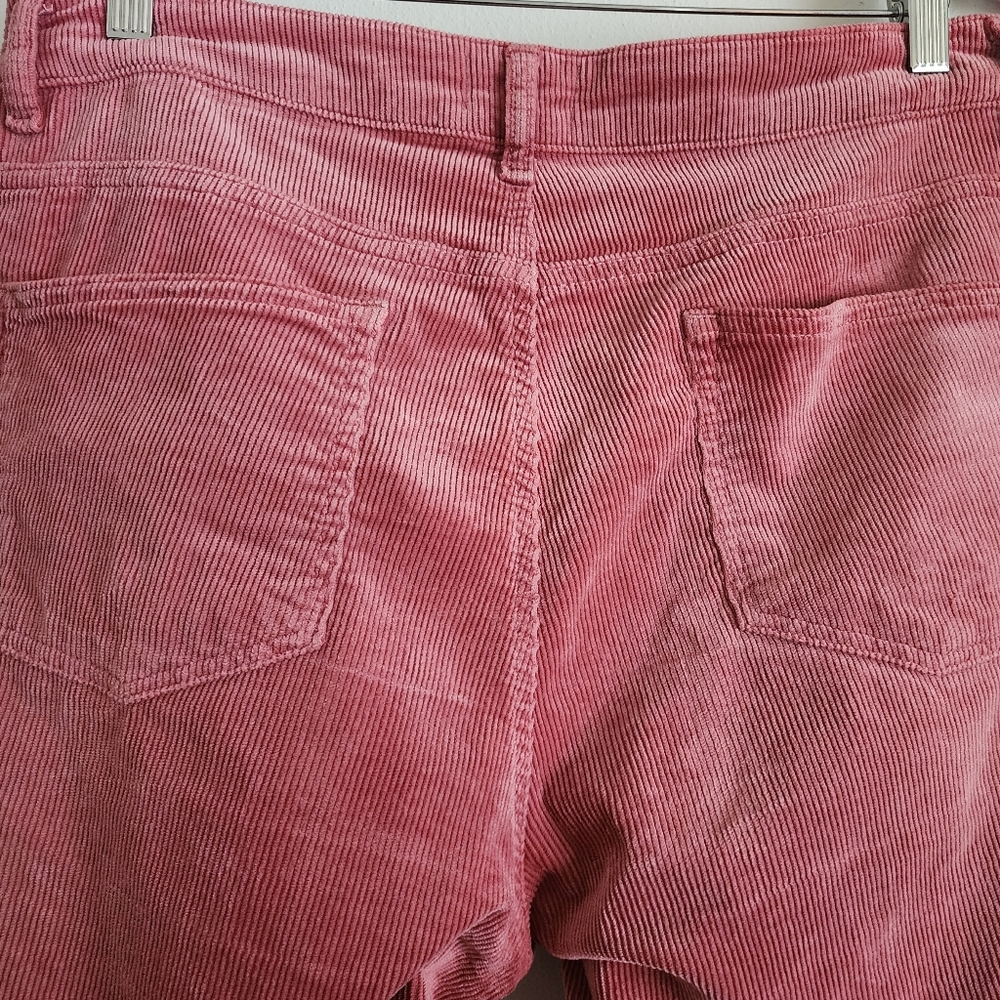 Anthropologie Pilcro The Yaya Mid Rise Crop Flare Corduroy Jeans Pink 32 Boho - Picture 5 of 11